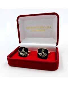 Craft Square and Compass Black enamel cufflinks